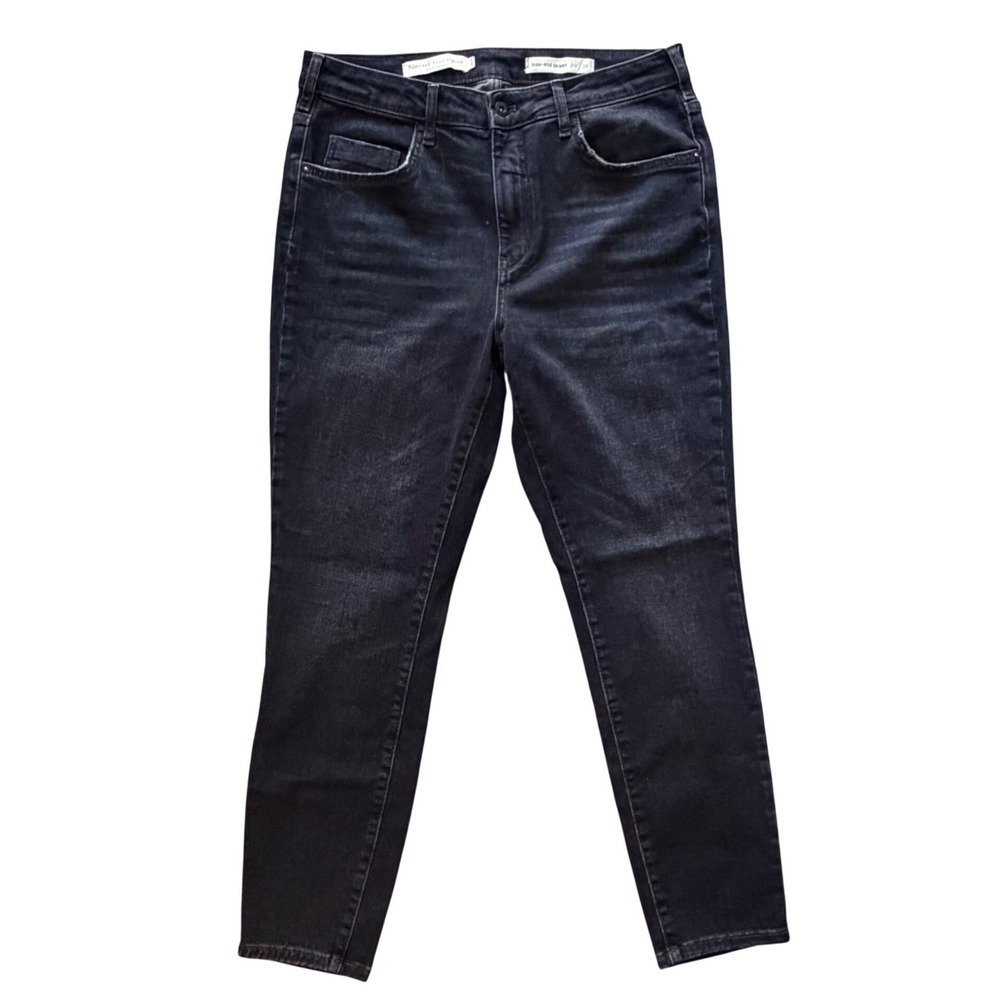 Pilcro and the Letterpress Anthropologie High Rise Skinny Jeans Faded Black 32